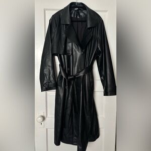Faux leather trench coat